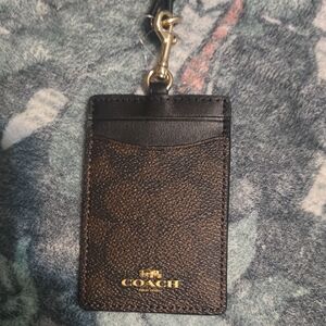 Coach Black and Brown Signature Card Holder